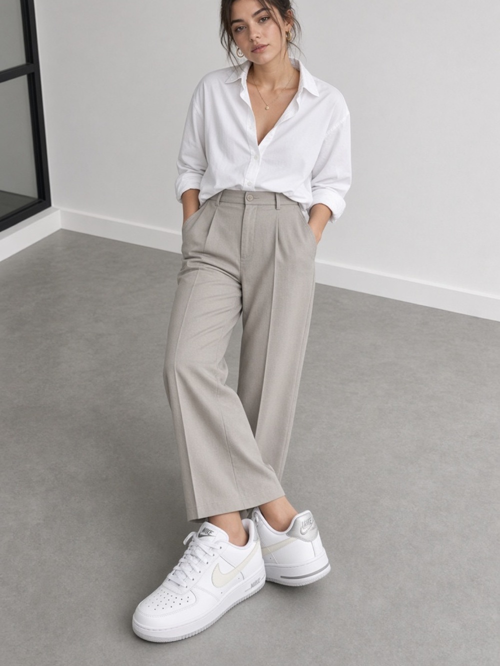 Nike Wide-Leg Pants in Light Taupe